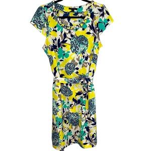 Banana Republic Floral Print Shift Dress with Braided Neckline